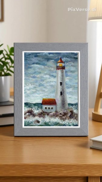 Additional view 5: Impressionism Landscape Painting Lighthouse by painter Olga Rybina acrylic canvas 