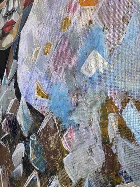 Additional view 5: Cubism Portrait Painting Where Dreams Bloom by painter Anna Chekus acrylic canvas 