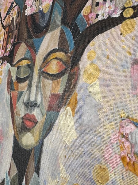 Additional view 6: Cubism Portrait Painting Where Dreams Bloom by painter Anna Chekus acrylic canvas 