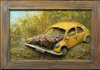 Pintura "Coche de época", pintor Vardan Azaryan acrílico madera en Jose Art Gallery