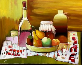 Painting "Still life with fruits" by painter Aleksandr Romanenko oil canvas at Jose Art Gallery