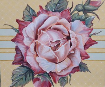 Painting "Rose in Linear Space" by painter Elena Nova acrylic wood at Jose Art Gallery
