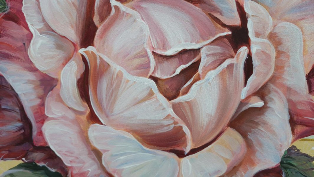 Additional view 1: Contemporary Art Flower Painting Rose in Linear Space by painter Elena Nova acrylic wood 