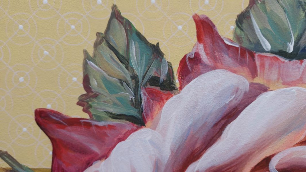 Additional view 3: Contemporary Art Flower Painting Rose in Linear Space by painter Elena Nova acrylic wood 