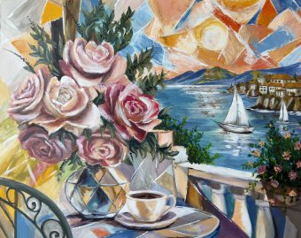 Pittura "Un luogo dove respirare", pittore Anna Chekus acrilico cartone alla Jose Art Gallery