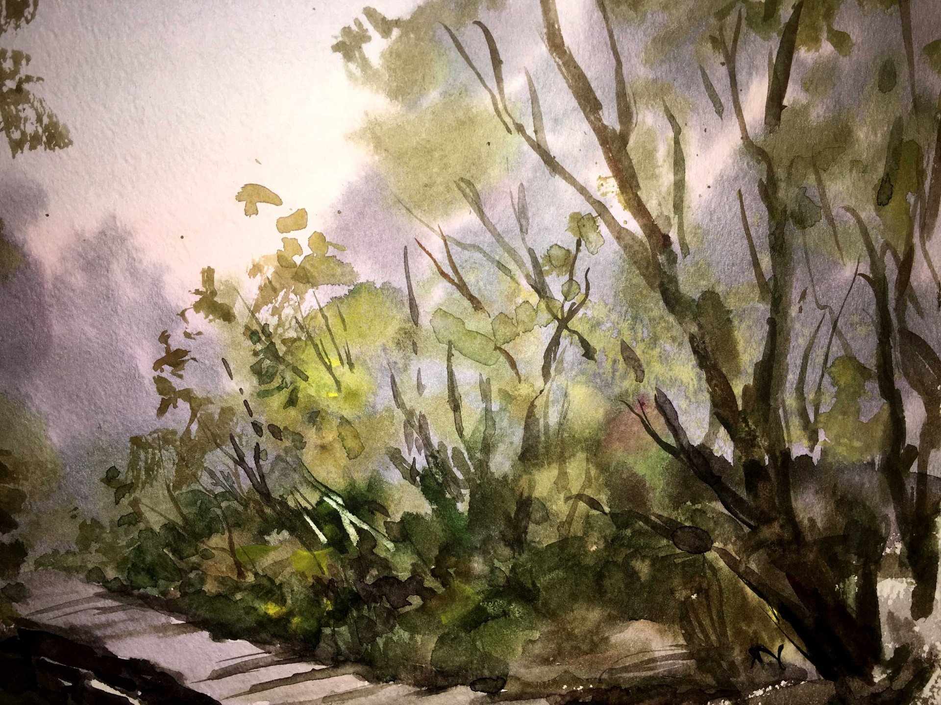 Watercolor Painting Bridge Painting By Andrii Zhyvodorov