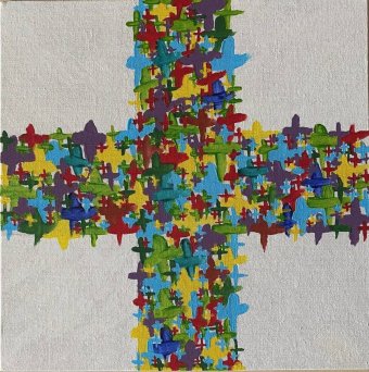 Painting "The Sacred Intersection" by painter Sultan acrylic canvas at Jose Art Gallery