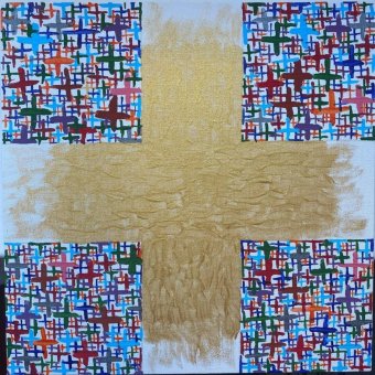 Painting "The Cross of Apostle John" by painter Sultan acrylic canvas at Jose Art Gallery