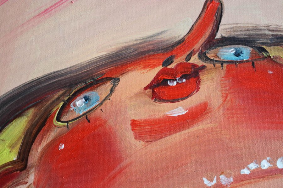 Additional view 3: Impressionism Portrait Painting Creamy Tease by painter Yana Medow oil canvas 