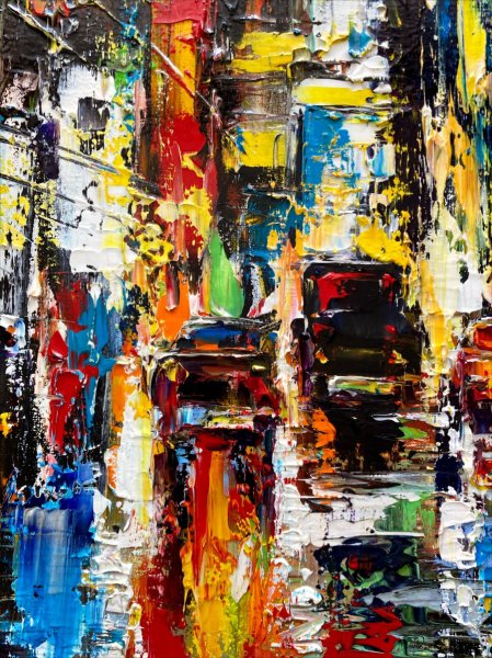 Additional view 3: Impressionism Cityscapes Painting Evening city lights by painter Aleksandr Romanenko oil canvas 