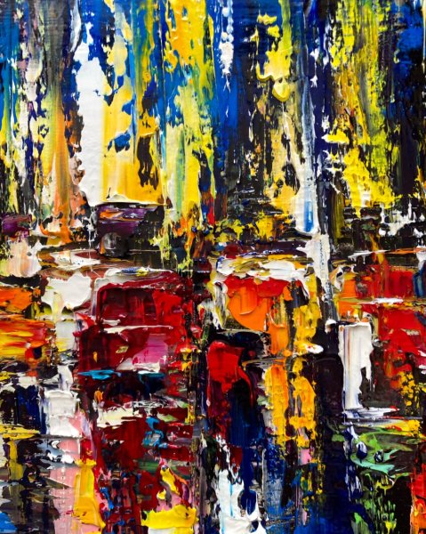 Additional view 4: Impressionism Cityscapes Painting Evening city lights by painter Aleksandr Romanenko oil canvas 
