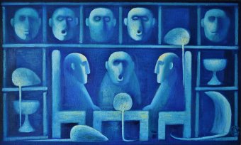Painting "Friendly Gathering: Remembering the Past" by painter Dmitriy Svechnikov oil canvas at Jose Art Gallery