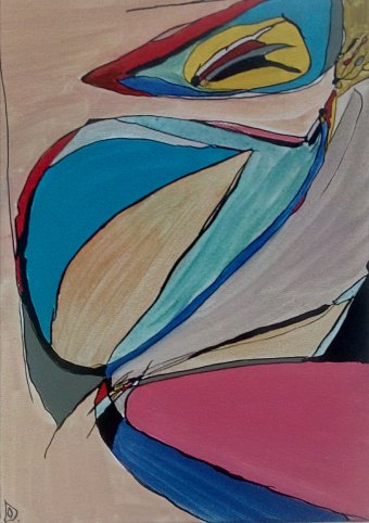 Pittura "Pellicano — Oro e inchiostro simbolici", pittore Oksana Demchenko guazzo tessuto alla Jose Art Gallery