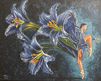 Painting "Flower Fairy" by painter Teya acrylic canvas at Jose Art Gallery