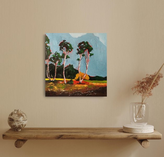 Imagen adicional 4: Posimpresionismo Paisaje Pintura "La última luz cálida", pintor Evgenia Smirnova acrílico madera 
