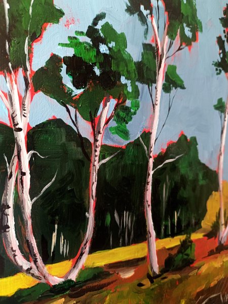 Imagen adicional 5: Posimpresionismo Paisaje Pintura "La última luz cálida", pintor Evgenia Smirnova acrílico madera 