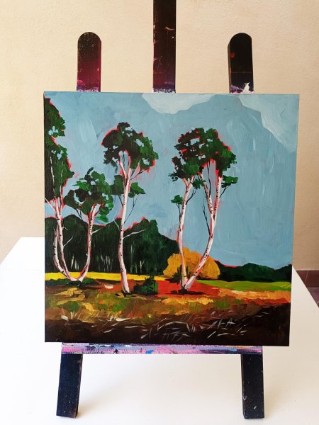 Imagen adicional 6: Posimpresionismo Paisaje Pintura "La última luz cálida", pintor Evgenia Smirnova acrílico madera 