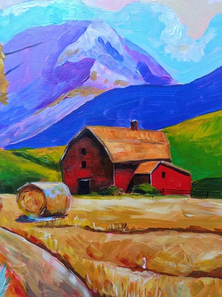 Imagen adicional 5: Posimpresionismo Paisaje Pintura "Campos de otoño", pintor Evgenia Smirnova acrílico madera 