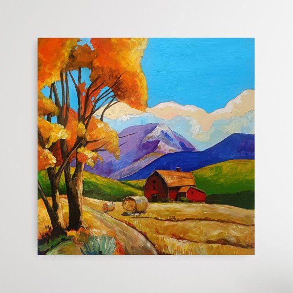 Imagen adicional 6: Posimpresionismo Paisaje Pintura "Campos de otoño", pintor Evgenia Smirnova acrílico madera 
