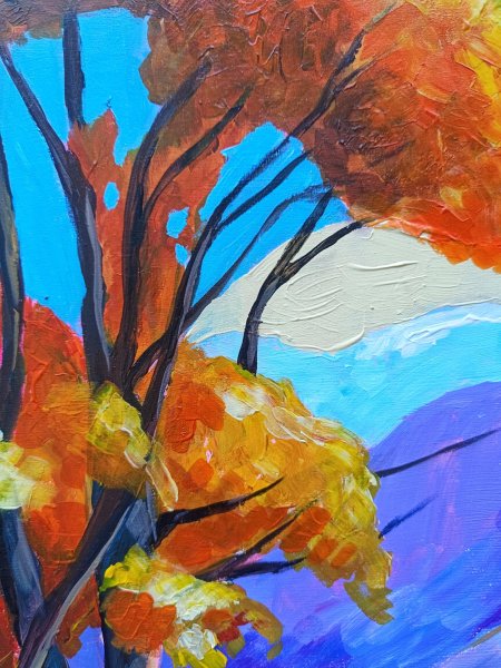 Imagen adicional 8: Posimpresionismo Paisaje Pintura "Campos de otoño", pintor Evgenia Smirnova acrílico madera 