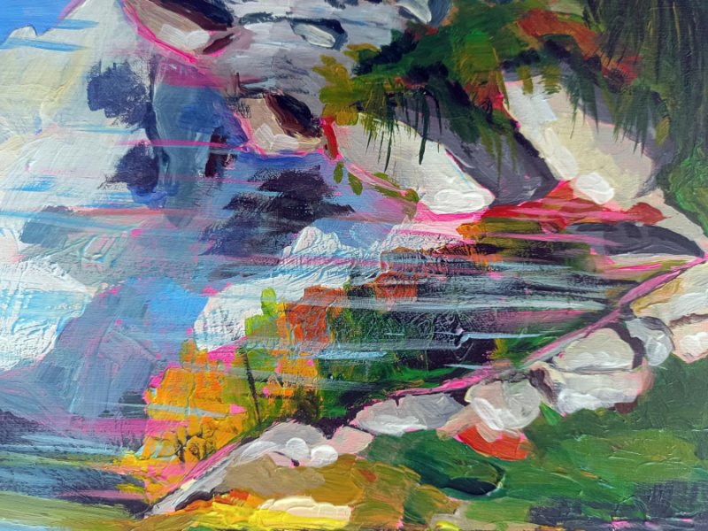 Imagen adicional 5: Posimpresionismo Paisaje Pintura "Aguas tranquilas, picos infinitos", pintor Evgenia Smirnova acrílico madera 