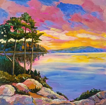 Painting "The Last Light of Summer" by painter Evgenia Smirnova acrylic wood at Jose Art Gallery