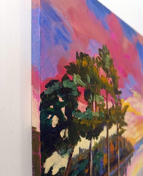 Imagen adicional 5: Posimpresionismo Paisaje Pintura "La última luz del verano", pintor Evgenia Smirnova acrílico madera 