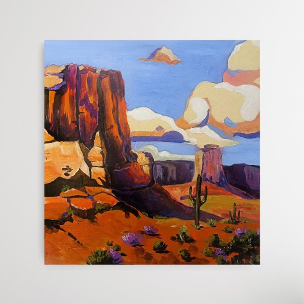 Imagen adicional 2: Posimpresionismo Paisaje Pintura "Desierto de Arizona", pintor Evgenia Smirnova acrílico madera 