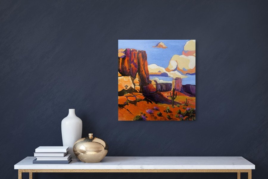 Imagen adicional 3: Posimpresionismo Paisaje Pintura "Desierto de Arizona", pintor Evgenia Smirnova acrílico madera 
