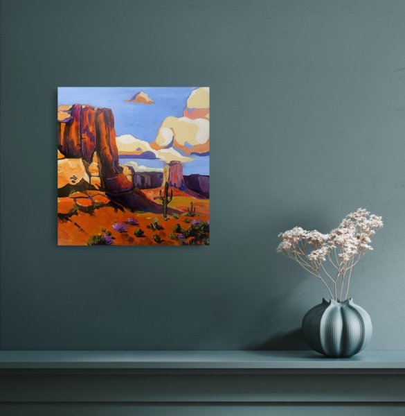 Imagen adicional 4: Posimpresionismo Paisaje Pintura "Desierto de Arizona", pintor Evgenia Smirnova acrílico madera 