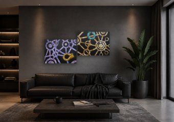 Pintura "Díptico Siete rupturas", pintor ValerI KlepA acrílico lienzo en Jose Art Gallery
