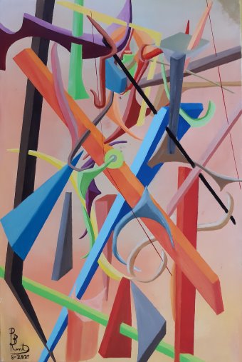 Malarstwo "Akt kobiecy stojący: kształty i kolory", malarz Paul Bonnie Kent olej płótno w Jose Art Gallery