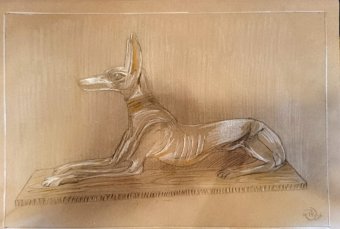 Grafica "L'ombra di Anubis", illustratore roberto ferrando matita carta alla Jose Art Gallery