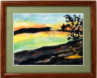 Painting "The sun like a flower" by painter Agnieszka Dorota Julia Szczepanik watercolor canvas at Jose Art Gallery