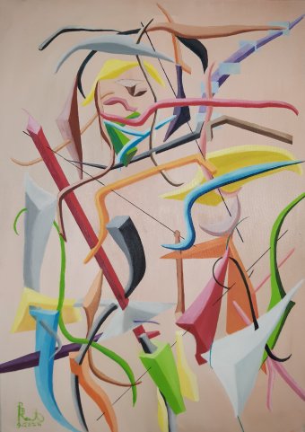 Malarstwo "Akt kobiecy stojący: granica między formą a przestrzenią", malarz Paul Bonnie Kent olej płótno w Jose Art Gallery