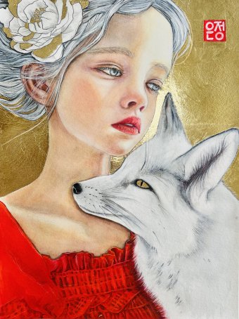 Painting "Kitsune" by painter Natali Part watercolor paper at Jose Art Gallery