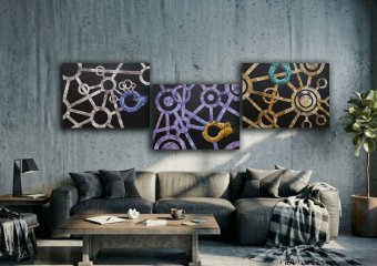 Pintura "Tríptico Siete rupturas", pintor ValerI KlepA acrílico lienzo en Jose Art Gallery