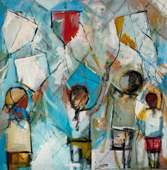 Children flying kites