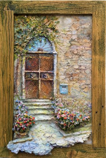 Painting "Secret Garden Door" by painter Vardan Azaryan acrylic wood at Jose Art Gallery