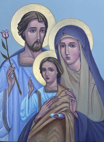 Pittura "Sacra Famiglia – Opera d'arte originale", pittore Stefan Rybkevych acrilico tela alla Jose Art Gallery
