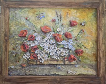 Malarstwo "Maki na letniej łące", malarz Vardan Azaryan olej drewno w Jose Art Gallery