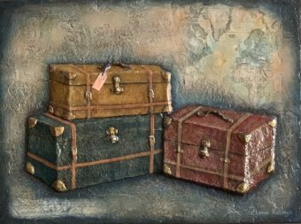 Vintage Suitcases and World Map