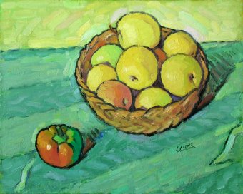 Malerei "Pepper and Apples", maler/-in Ivan Kolisnyk Öl Leinwand in der Jose Art Gallery
