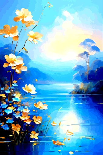 Digitale Kunst "Blumen am See", digitale/-r künstler/-in Viktor Levchenko in der Jose Art Gallery