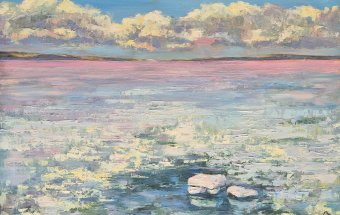 Painting "Pink Estuary" by painter Oksana Potomkina oil canvas at Jose Art Gallery