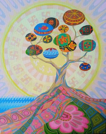 Pintura "Árvore de pysankas", pintor Oksana Gladovska acrilo tela de pintura na Jose Art Gallery