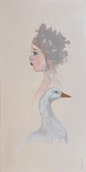 Pintura "Dos direcciones, un vínculo", pintor Geula acrílico lienzo en Jose Art Gallery