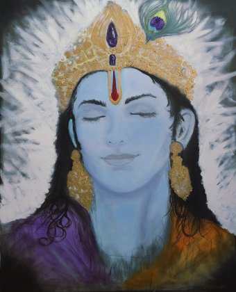Живопись "Сияние Кришны", живописец Shawny Fin уголь холст в Jose Art Gallery
