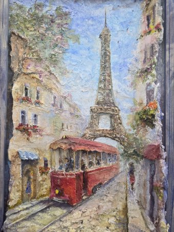 Malarstwo "Paryż w czerwieni", malarz Vardan Azaryan olej drewno w Jose Art Gallery