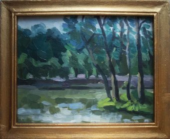 Malarstwo "Nad rzeką", malarz Kateryna Bortsova olej karton w Jose Art Gallery